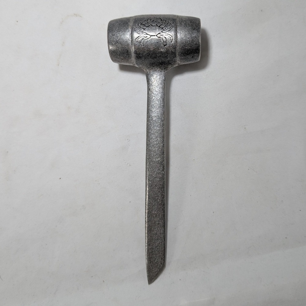 Vintage Cast‎ Metal Crab Mallet Seafood Cracker Tool Silver Tone Engraved Crab
